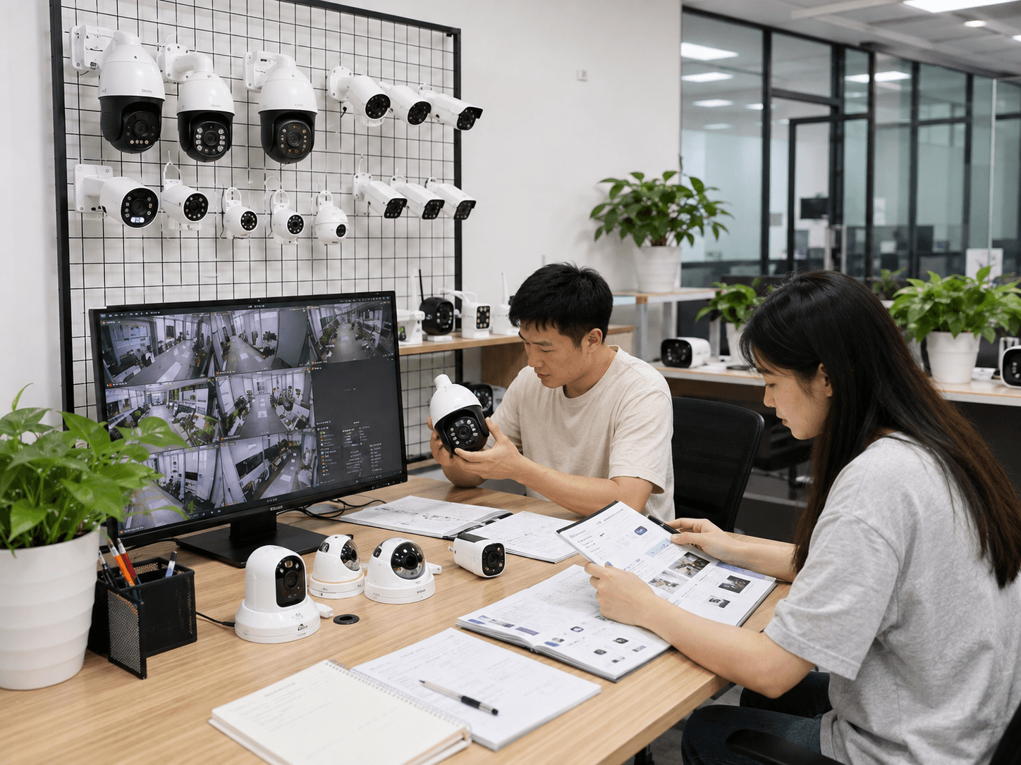 JBC security camera product display wall for sample testing
