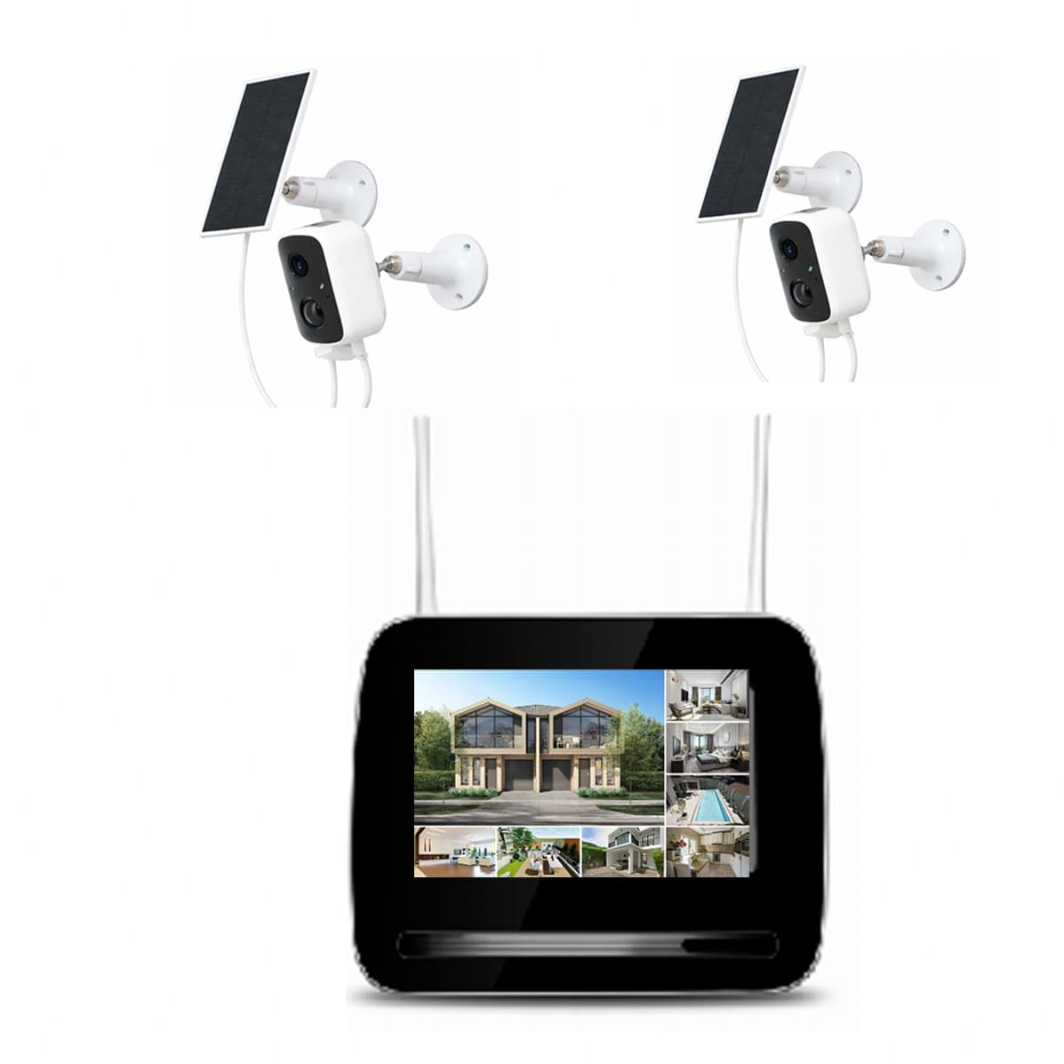 JBK28-400SBA2 4MP 2CH WiFi Solar Camera Kit Home Hub With Screen product image