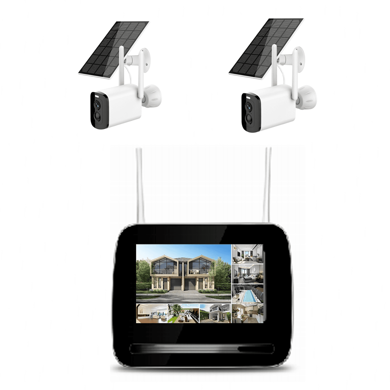 JBK28-400SB2 4MP 2CH WiFi Solar Camera Kit Home Hub With Screen product image
