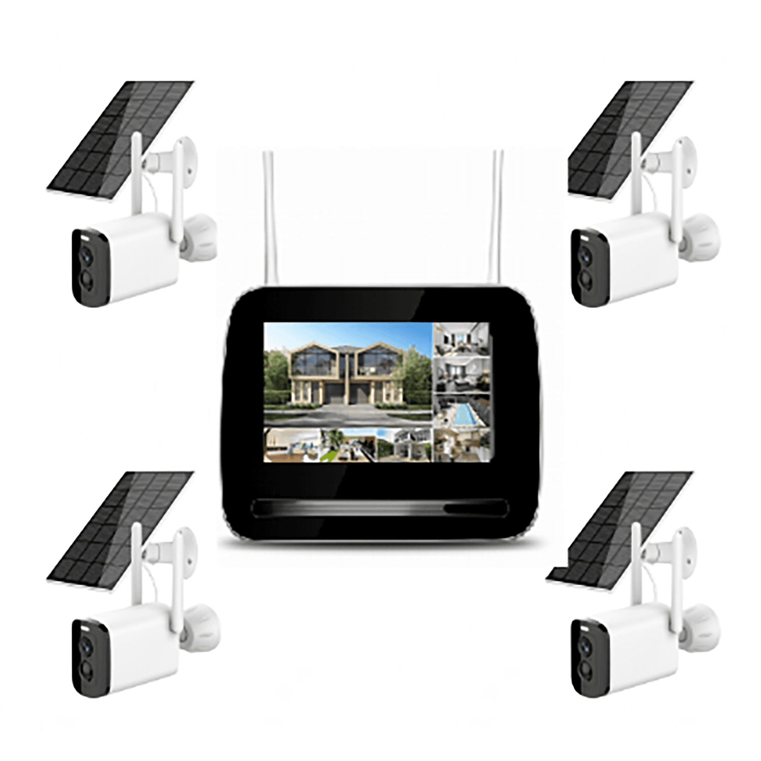 JBK28-400SB4 4MP 4CH WiFi Solar Camera Kit Home Hub With Screen product image