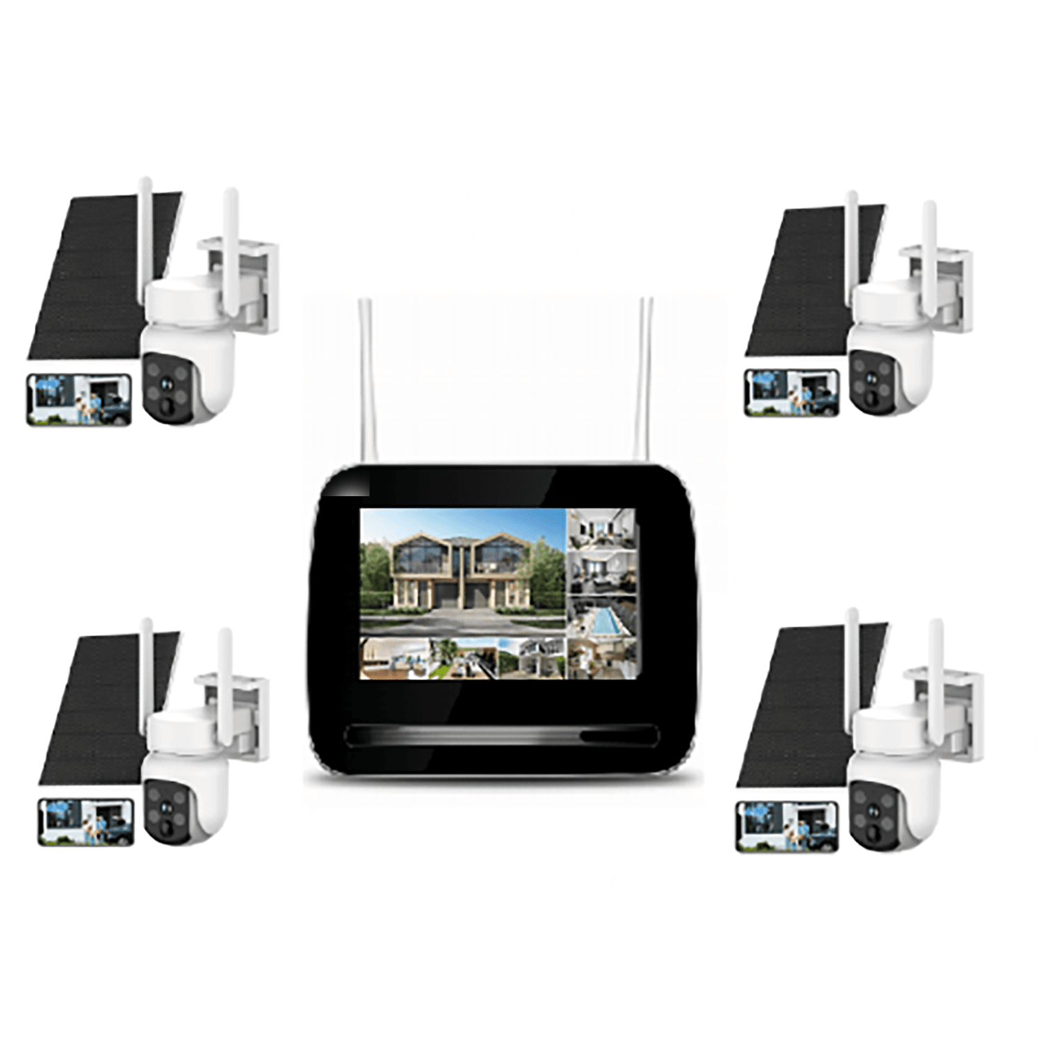 JBK28-400SPT4 4MP 4CH WiFi Solar Camera Kit Home Hub With Screen product image