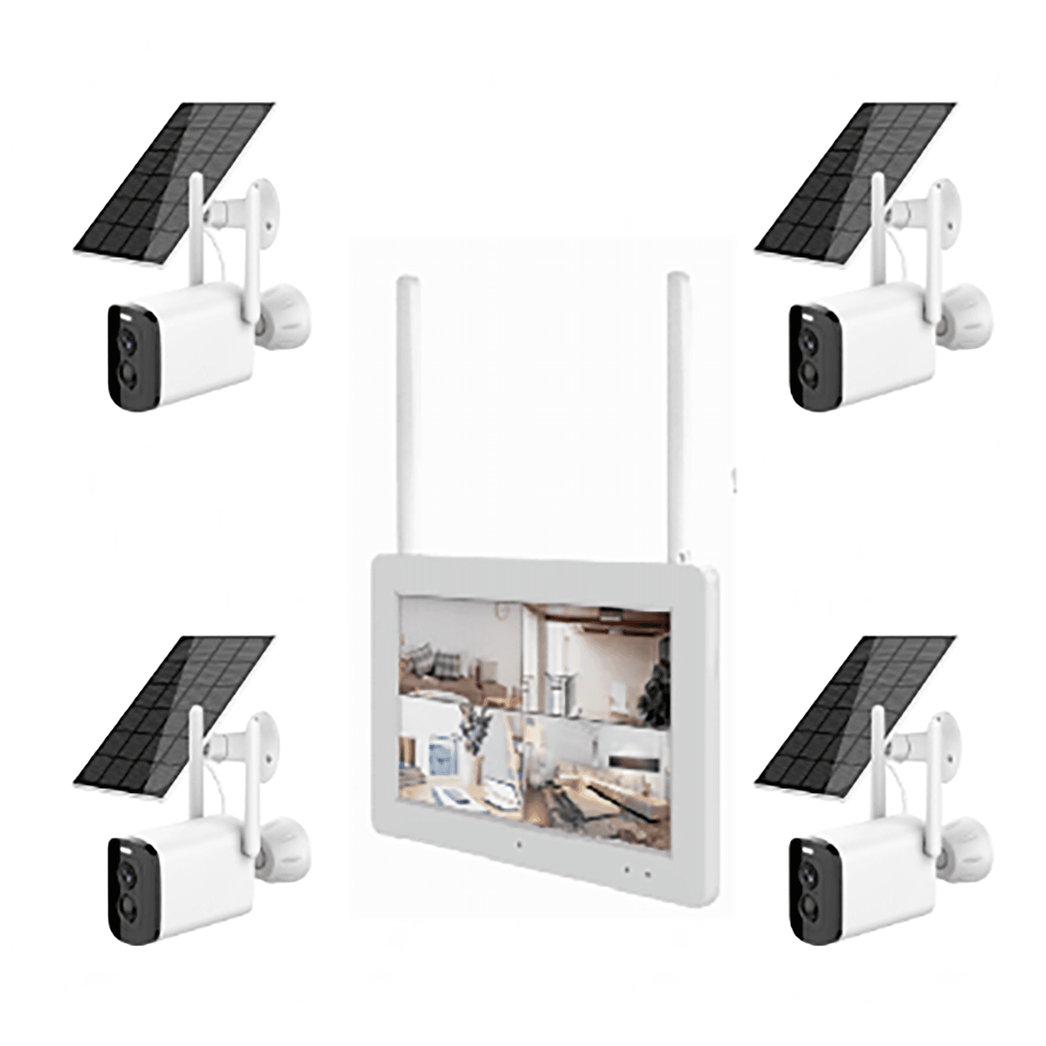 JBK38-400SB4 4MP 4CH WiFi Solar Camera Kit Home Hub With Screen product image