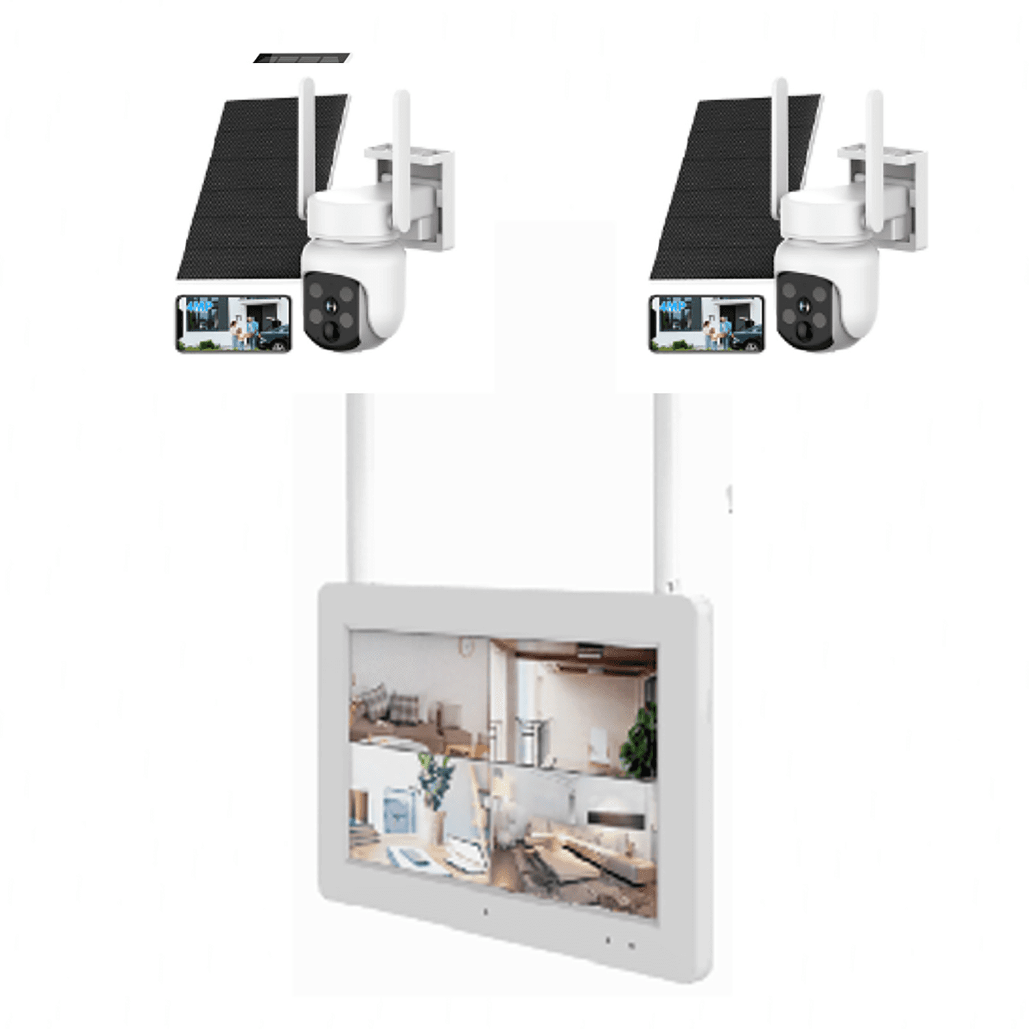 JBK38-400SBPT2 4MP 2CH WiFi Solar Camera Kit Home Hub With Screen product image