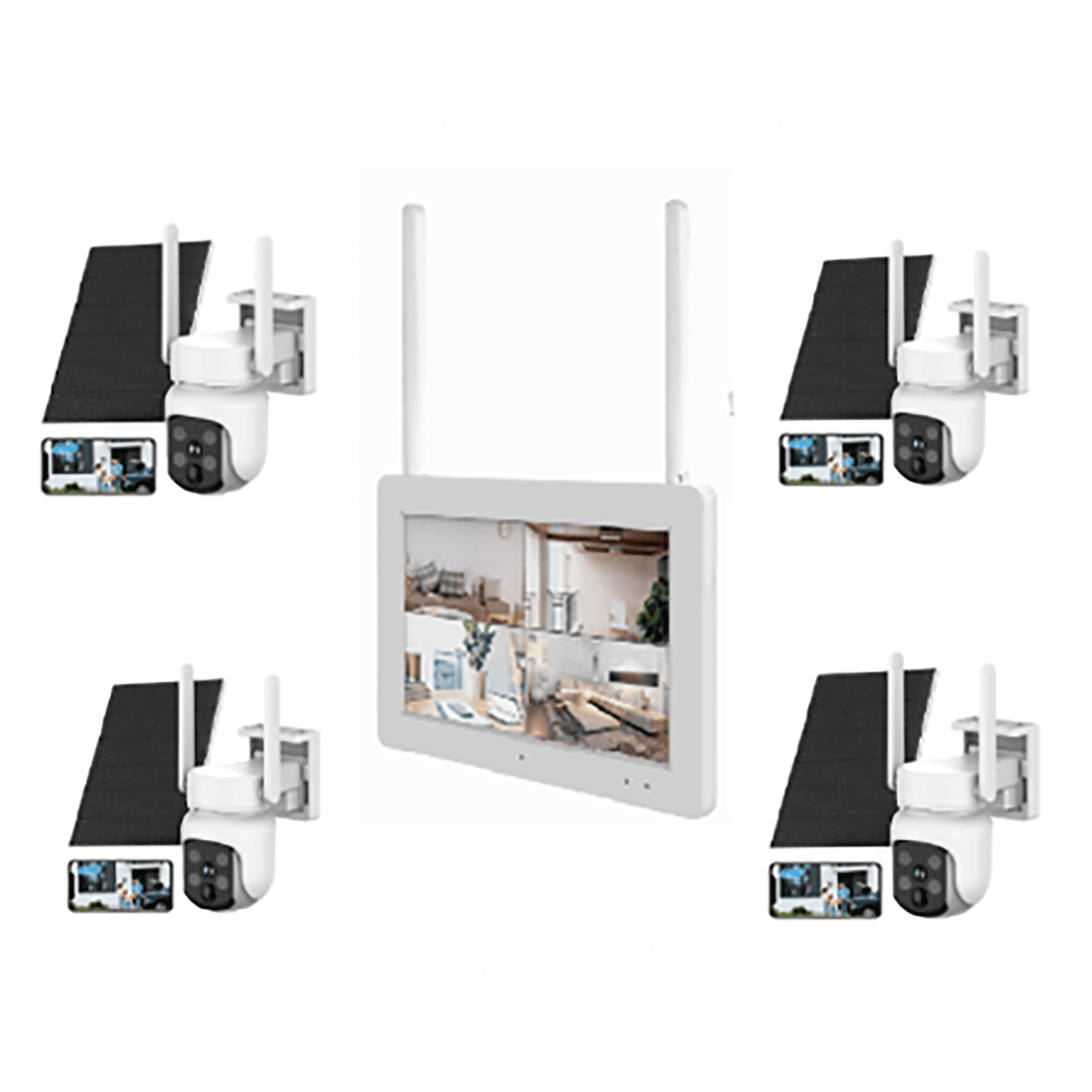 JBK38-400SPT4 4MP 4CH WiFi Solar Camera Kit Home Hub With Screen product image
