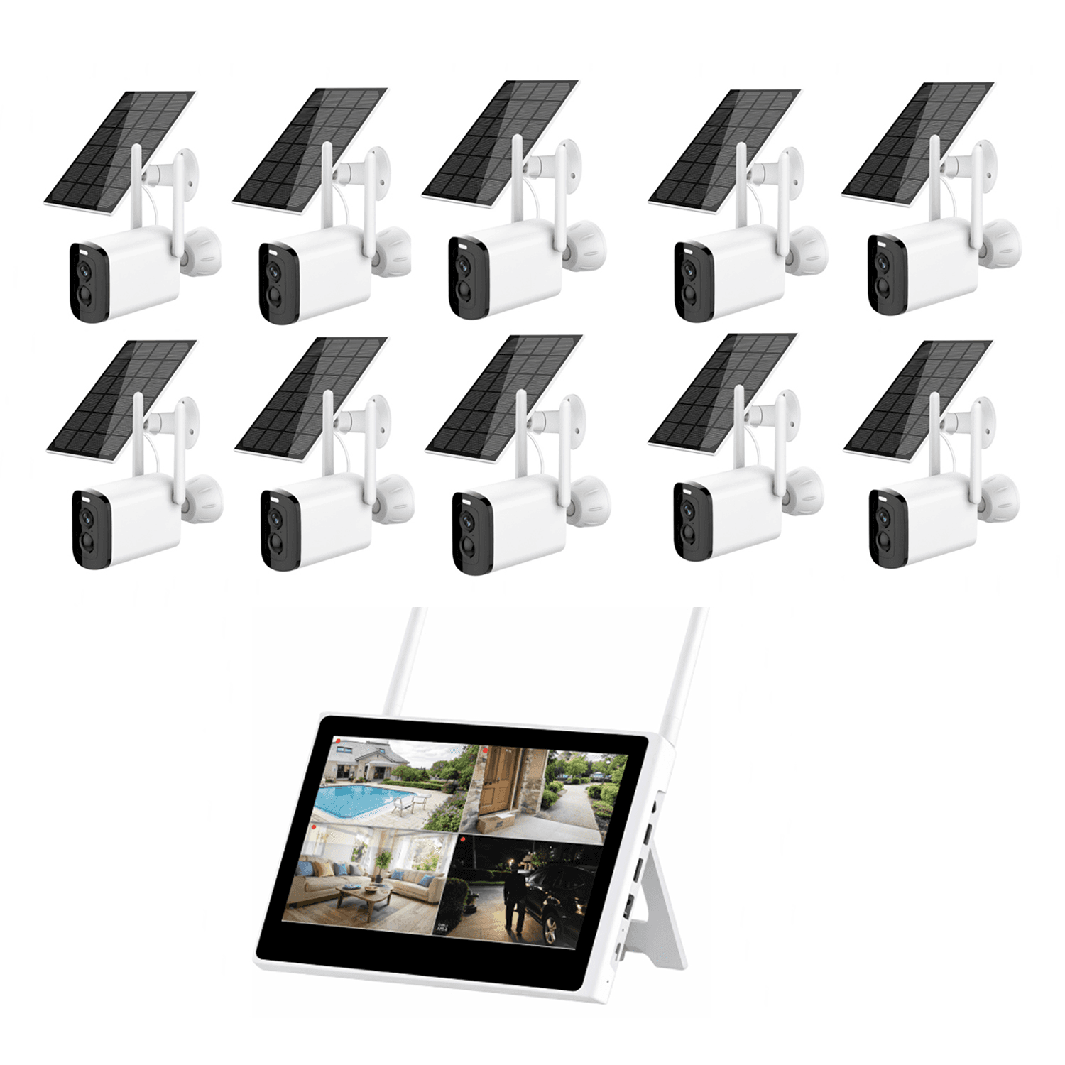 JBK48-400SB10 4MP 10CH WiFi Solar Camera Kit Home Hub With Screen product image