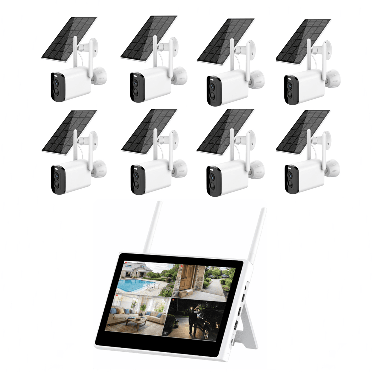 JBK48-400SB8 4MP 8CH WiFi Solar Camera Kit Home Hub With Screen product image