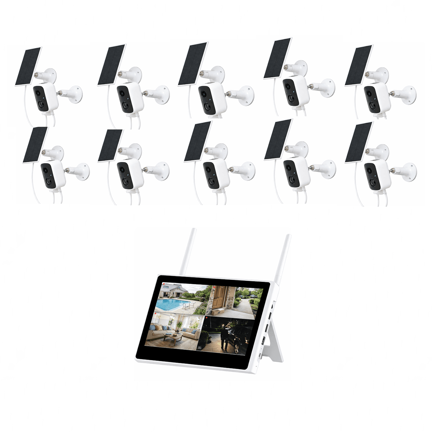 JBK48-400SBA10 4MP 10CH WiFi Solar Camera Kit Home Hub With Screen product image