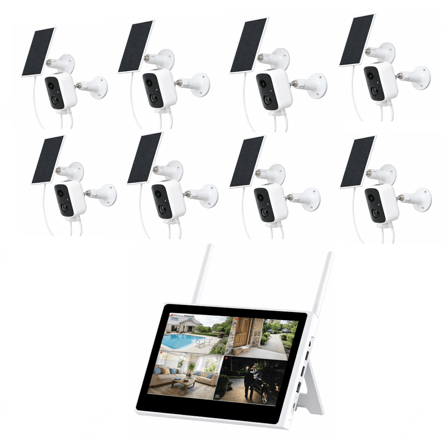 JBK48-400SBA8 4MP 8CH WiFi Solar Camera Kit Home Hub With Screen product image