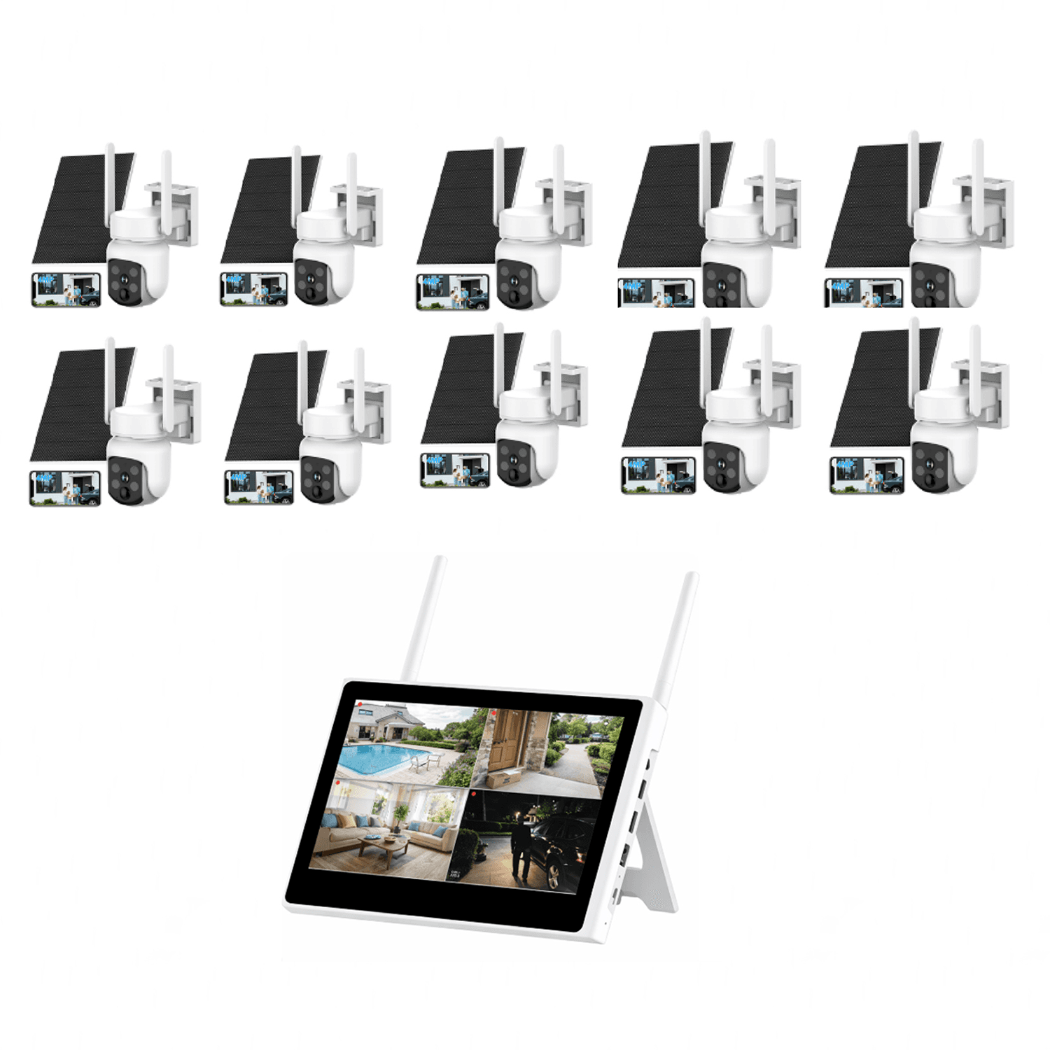 JBK48-400SPT10 4MP 10CH WiFi Solar Camera Kit Home Hub With Screen product image