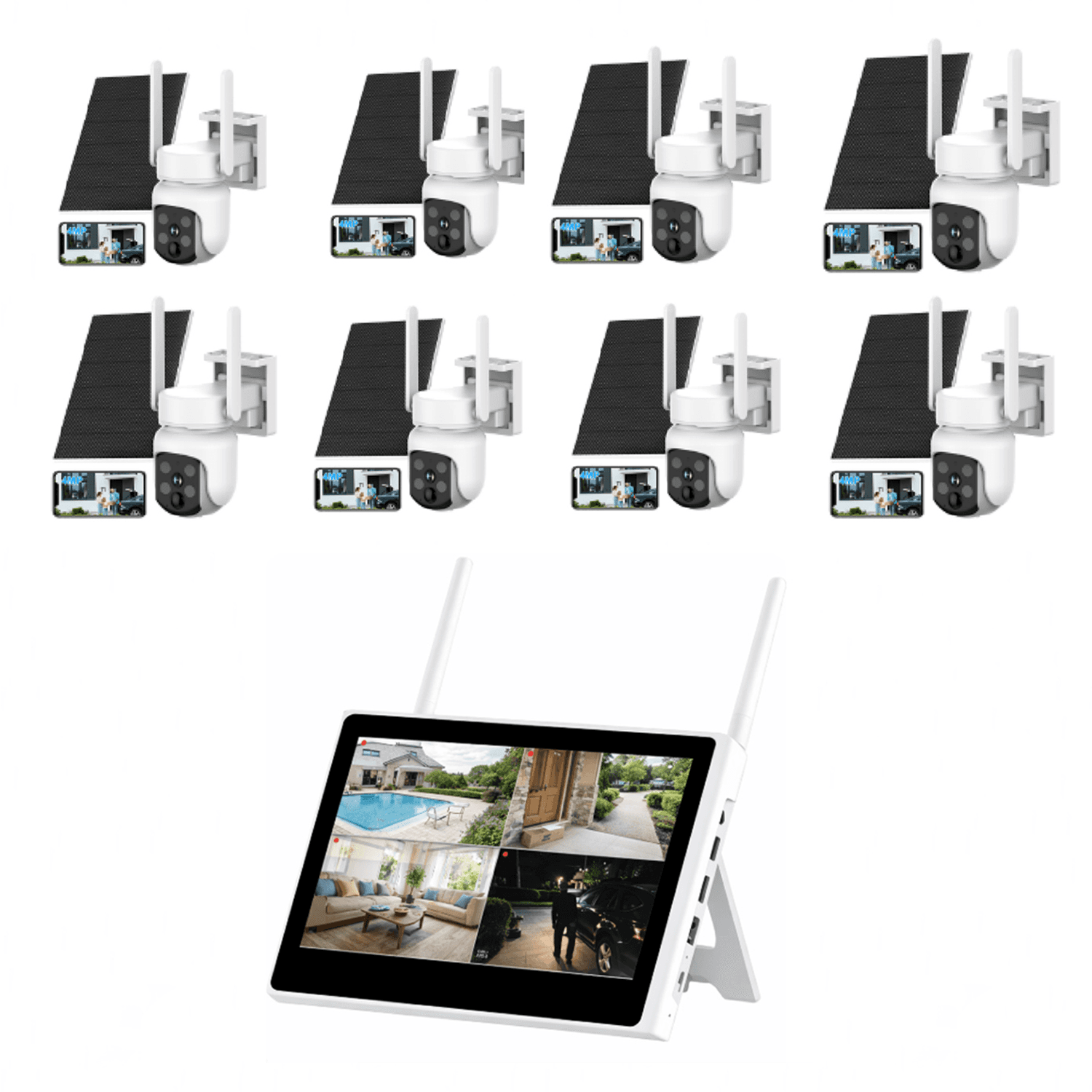 JBK48-400SPT8 4MP 8CH WiFi Solar Camera Kit Home Hub With Screen product image